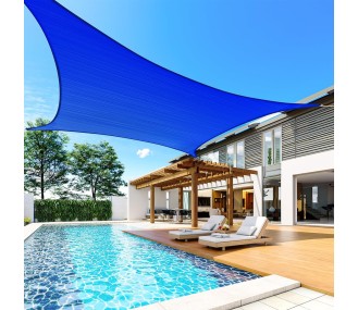 blue 20x26ft Sun Shade Sail for Patio, 185GSM Heavy Duty Rectangular Outdoor Sunshades UV Block Outside Canopy Cover for Backyard